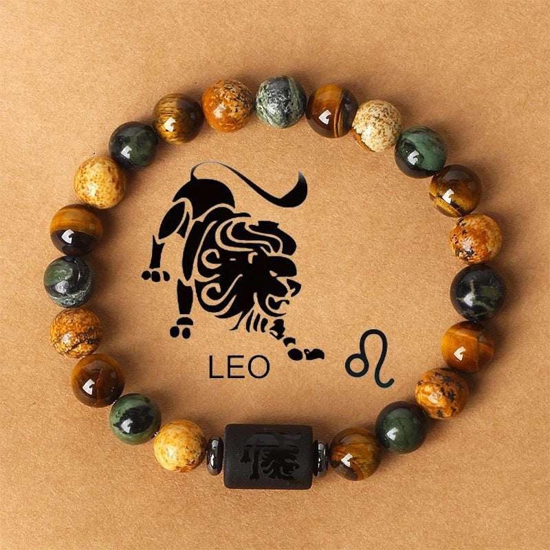 Free Today: Natural Stone Twelve Constellation Bracelet Picture Beaded Bracelet Tiger's Eye Constellation Bracelet