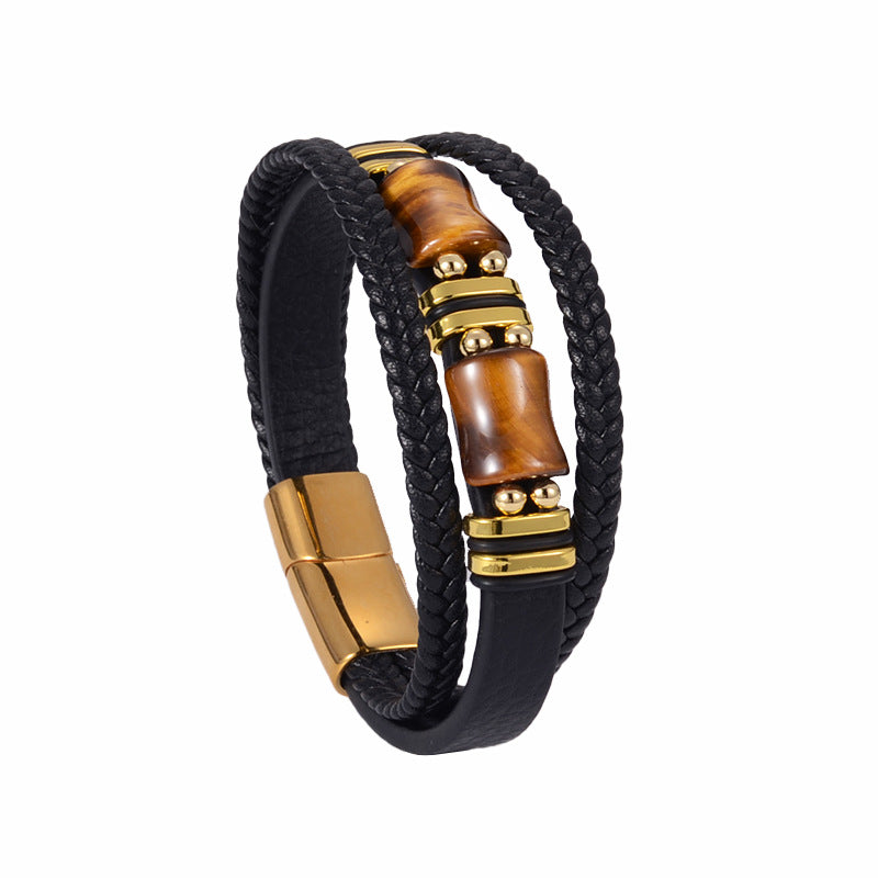 Free Today: Protect Energy Bursts Strength Leather Rope Magnet Bracelet