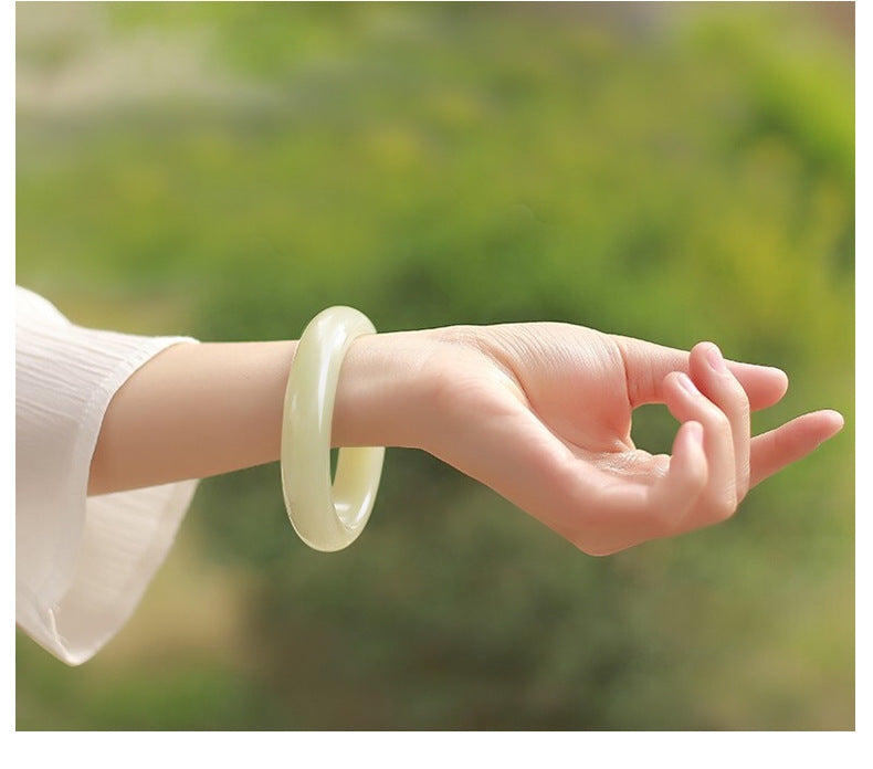 Jade bracelet suet grade white jade bracelet jade simple atmospheric protection