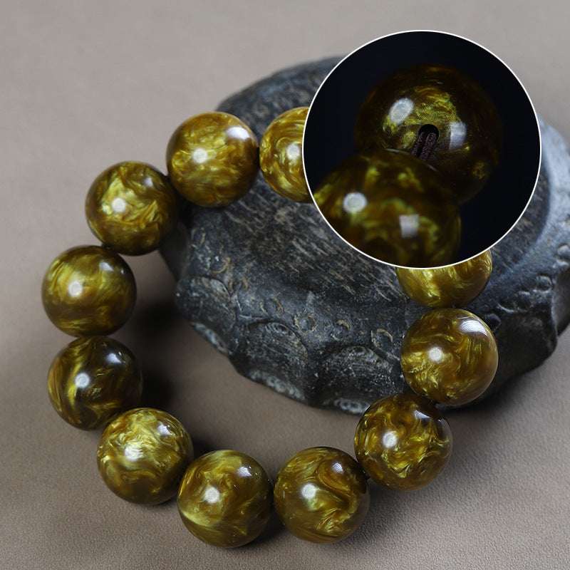 Golden Silk Sea Willow Bracelet 2.0 Men's and Women's 108 Rosary Beads Bracelet Black Coral Sea Willow Buddha Beads Cultural Play Jewelry
