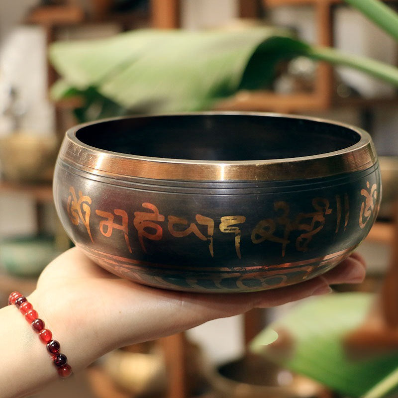 Handmade Tibetan six-character mantra Tibetan bowl sound therapy bowl