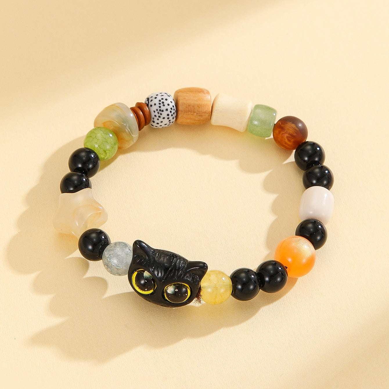 Free Today: Natural Ebony Star Moon Bodhi Barrel Bead Bracelet Cartoon Cat Same for Men and Women