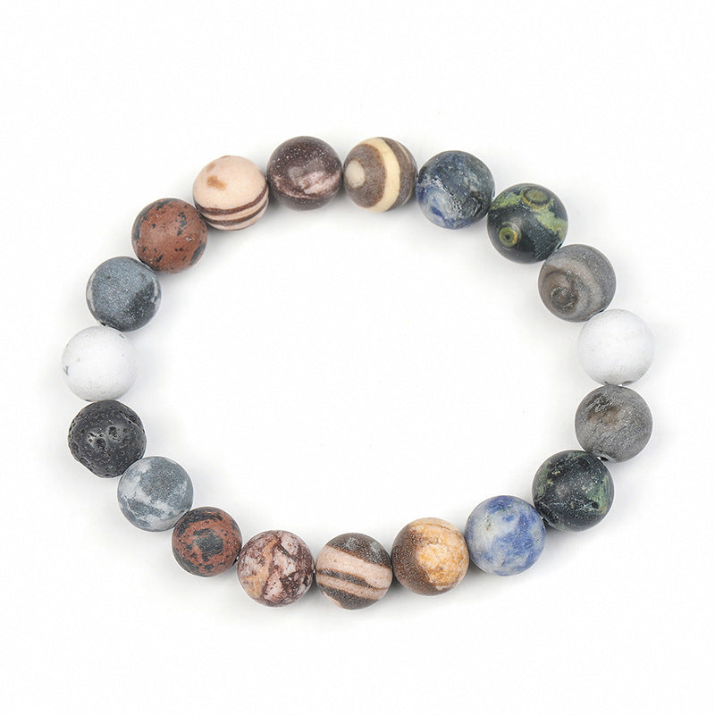 Eight planets universe galaxy matte natural stone handmade beaded bracelet heart world bracelet