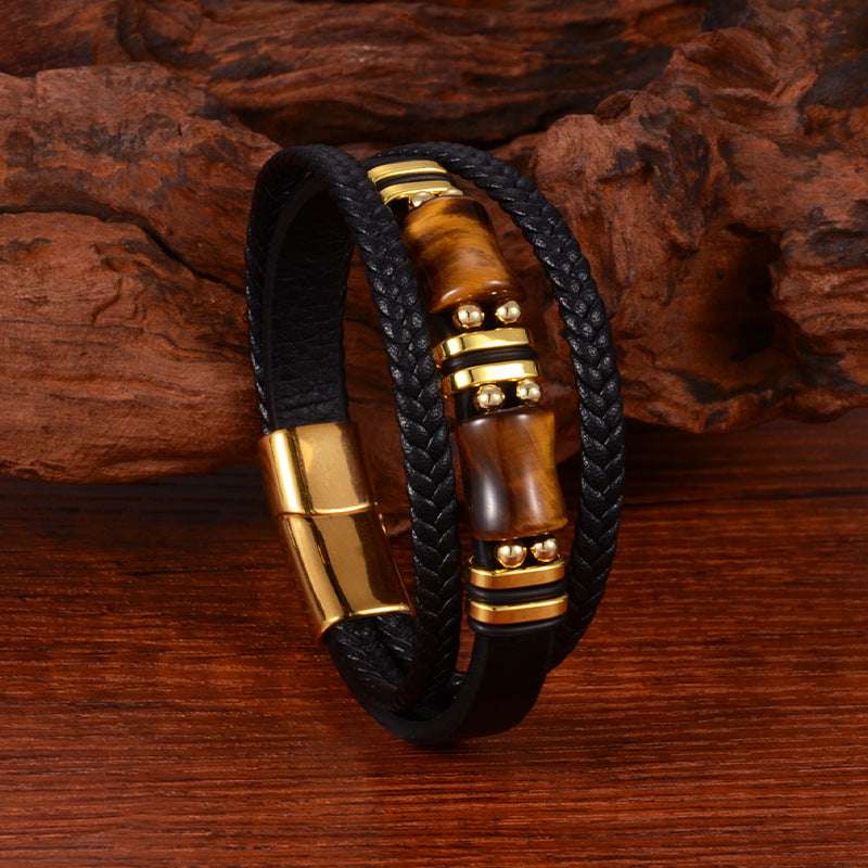 Free Today: Protect Energy Bursts Strength Leather Rope Magnet Bracelet