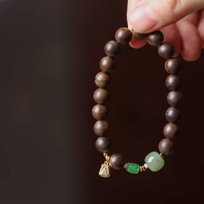 Agarwood Buddha Bead Natural Jade Hetian Jade Transfer Pearl Bracelet