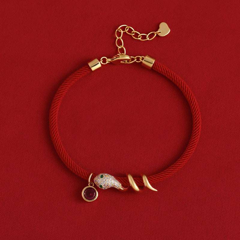 Taoist electroplated zircon red rope snake winding bracelet new Chinese natal year hand rope fashion jewelry