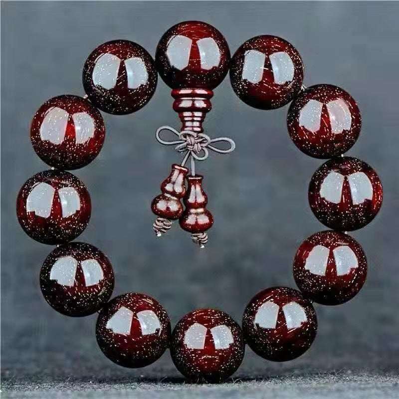 Authentic collection of lobular red sandalwood bracelets for men and women, high-density wooden rotating beads, rosary beads, Buddha beads plate playing sandalwood
