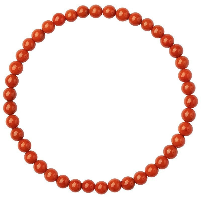 Natural Nanhong agate bracelet, transfer beads, fine persimmon red bracelet.