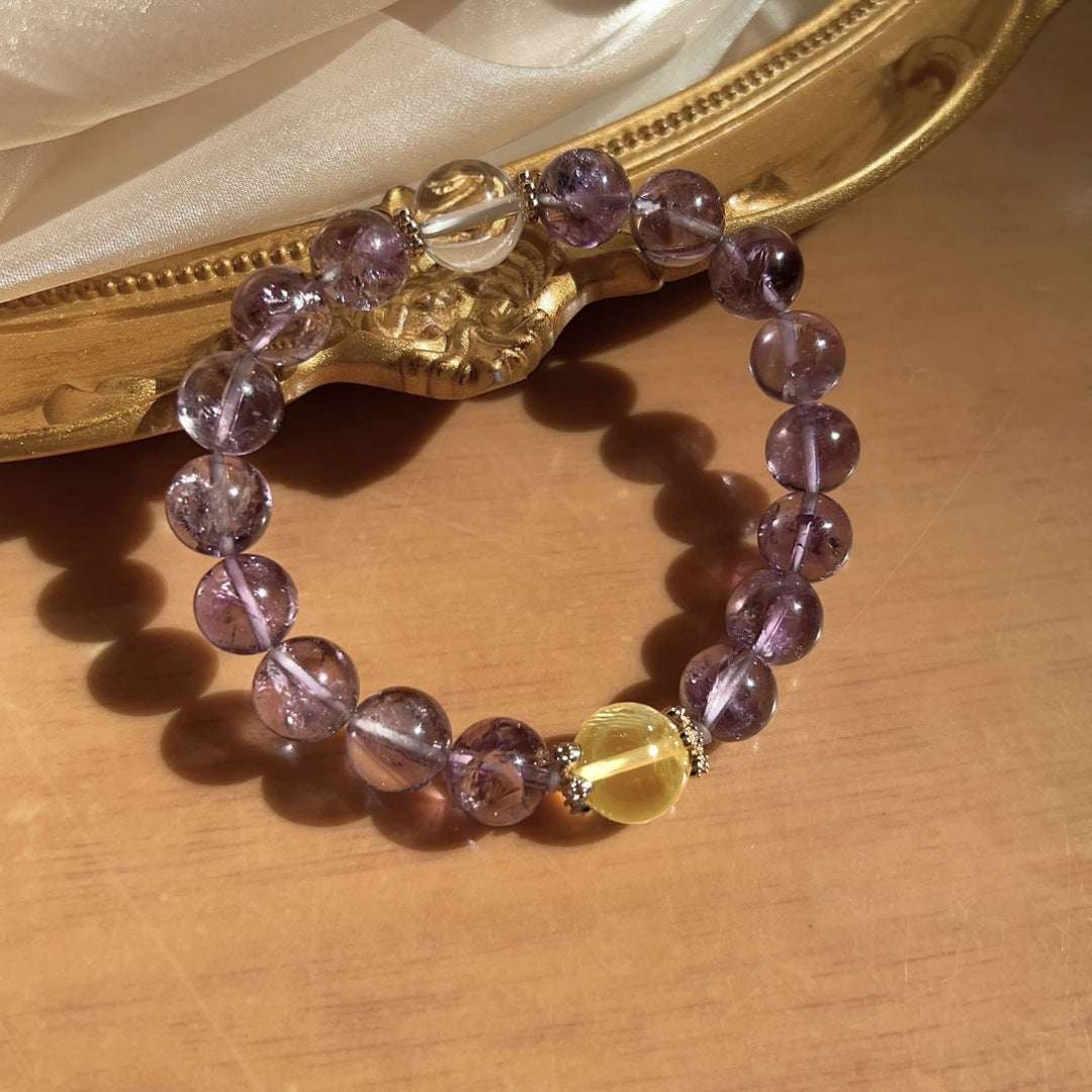 Natural amethyst bracelet women's large-grained rainbow stone crystal bracelet