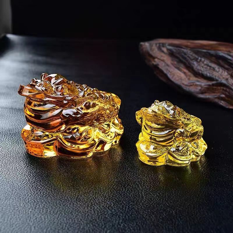 Glazed gold toad feng shui ornament mascot