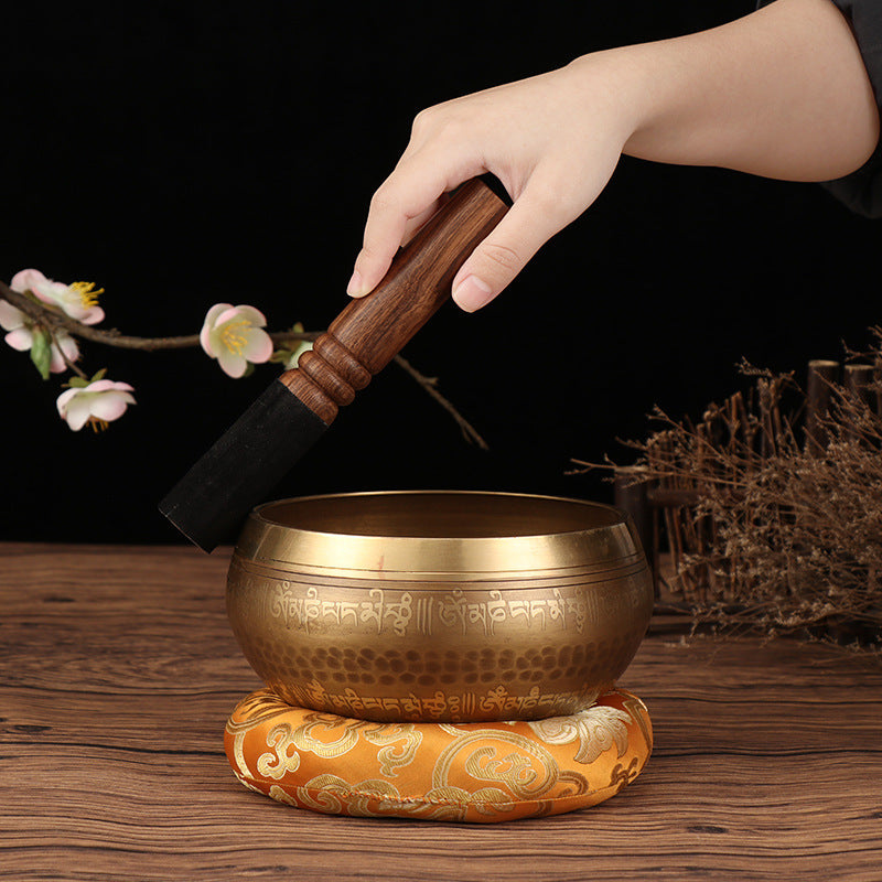 Tibetan six-character mantra Buddhist sound bronze bowl