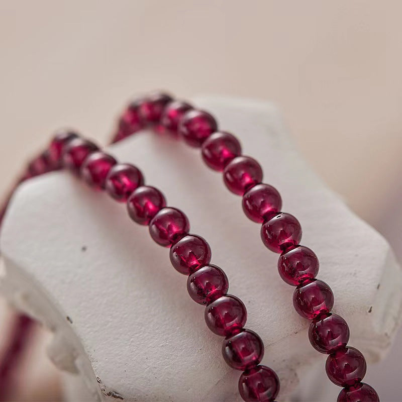 Natural raw garnet A grade burgundy, multi-circle bracelet, women's version three-circle bracelet.