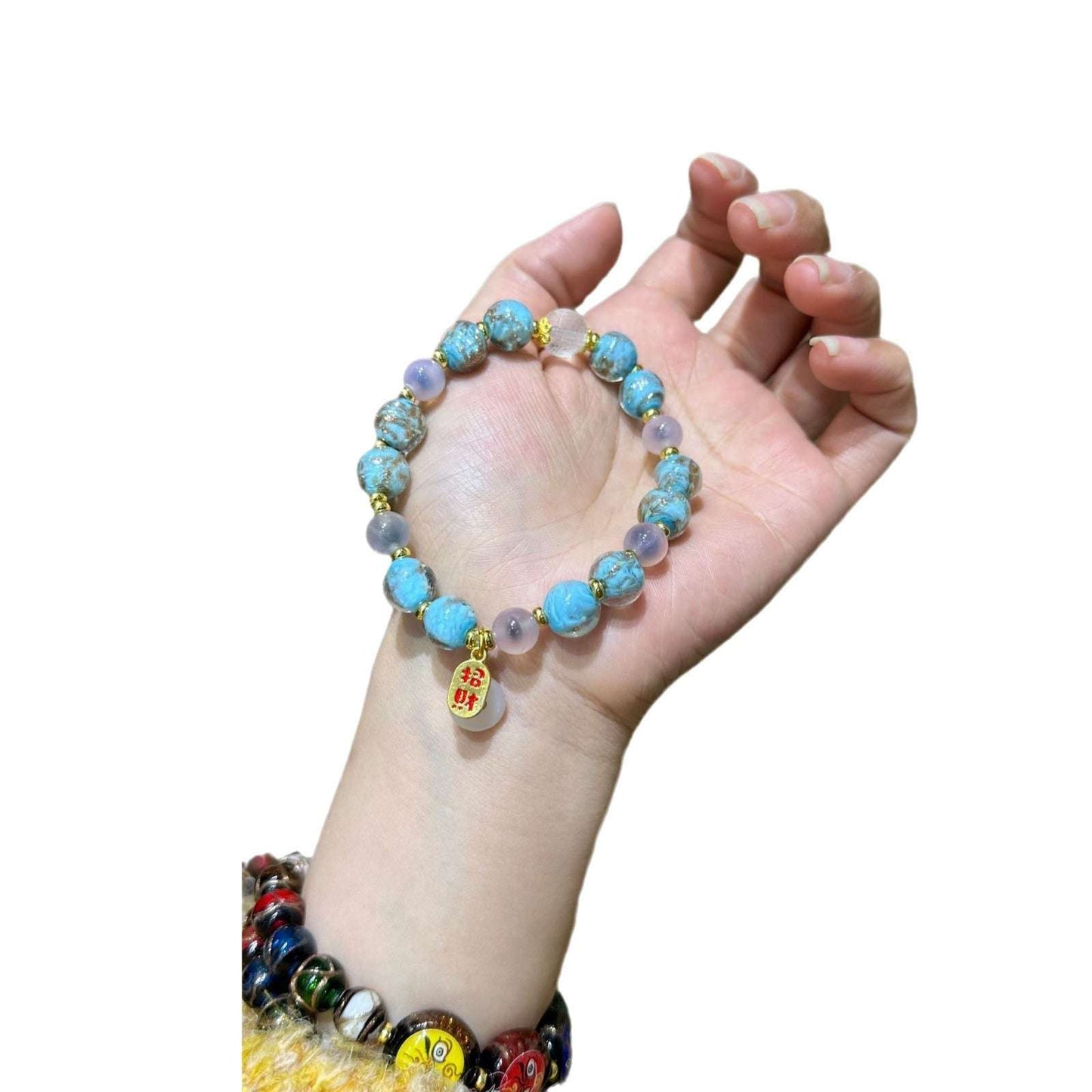 Fragrant gray glass bracelet, sugar heart bracelet, men's and women's models.