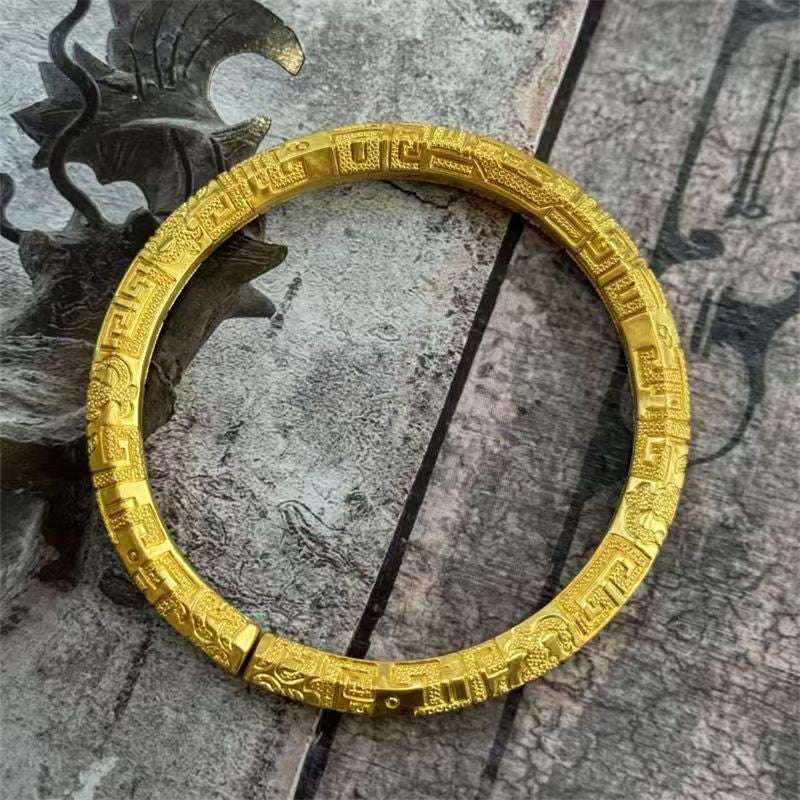 Handmade engraved glutinous pattern men's bracelet original national style niche retro high-end bracelet for boyfriend gifts