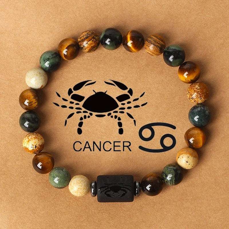 Free Today: Natural Stone Twelve Constellation Bracelet Picture Beaded Bracelet Tiger's Eye Constellation Bracelet