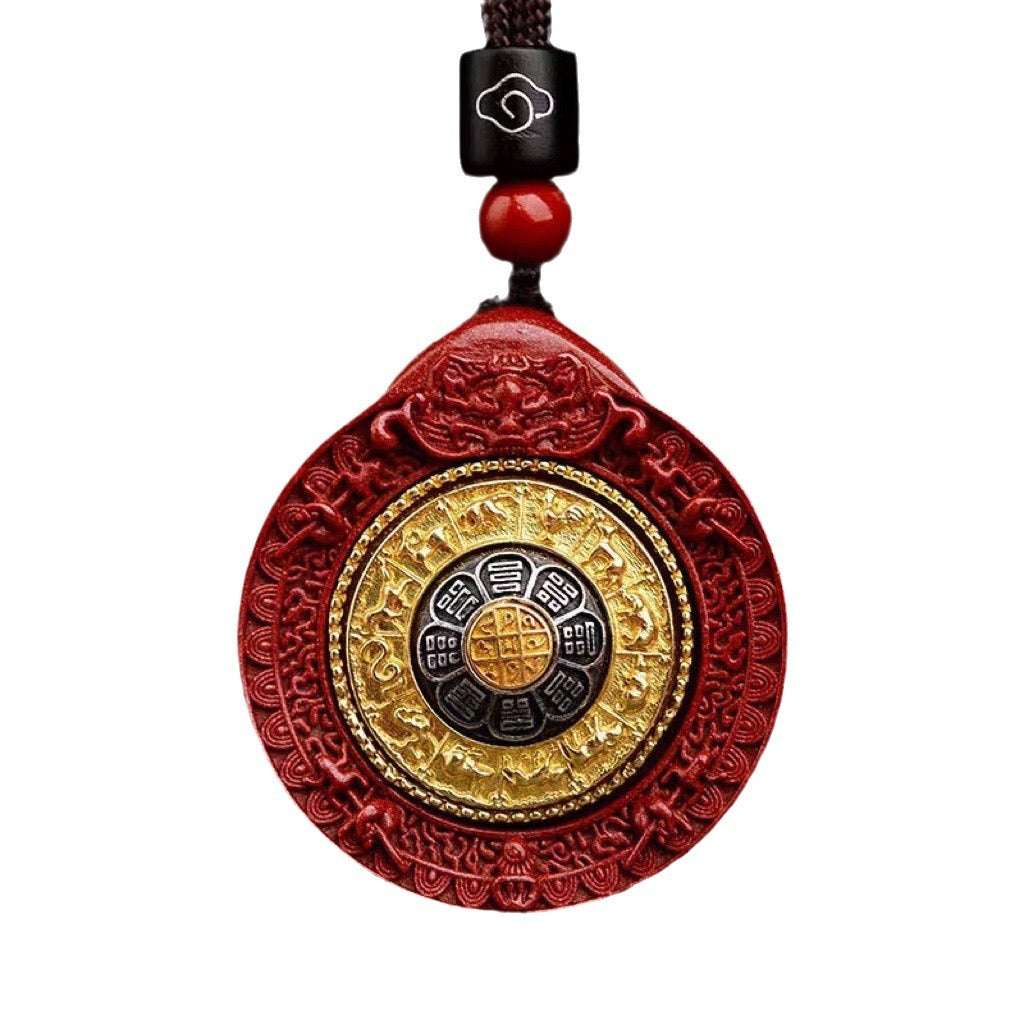 Taoist cinnabar pendant, Jiugong gossip women's model, natal year necklace, women's six-character mantra transfer bead pendant, men's