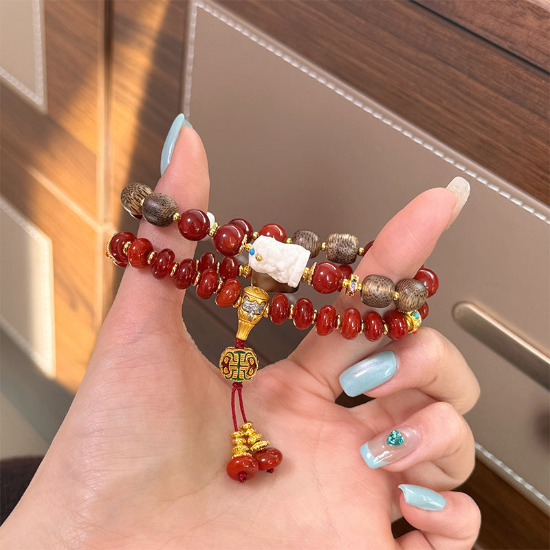 Sandalwood Nanhong agate bracelet jewelry women's models
