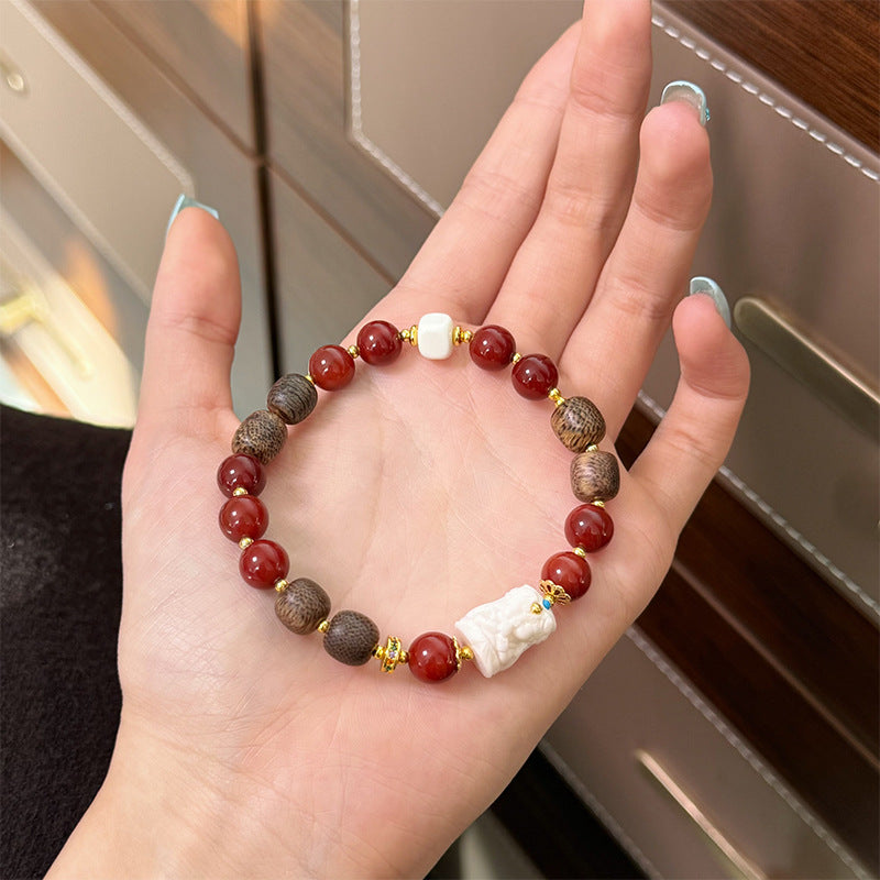 Sandalwood Nanhong agate bracelet jewelry women's models