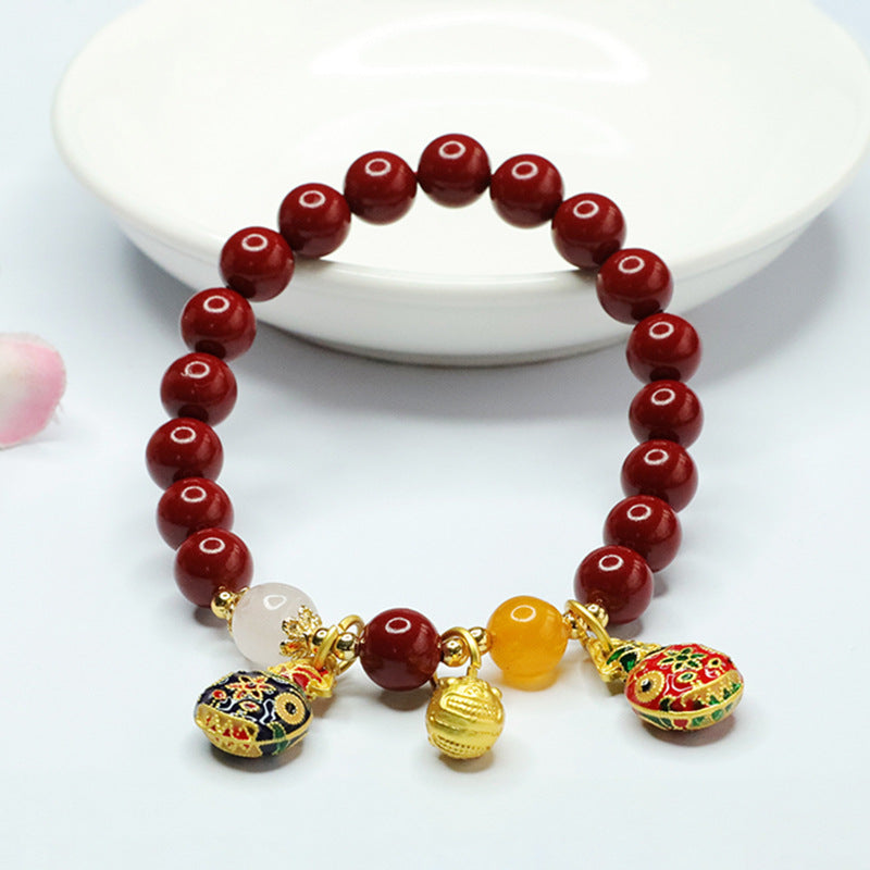 Taoist cinnabar bracelet, purple gold sand gold swallowing beast bracelet, court style jewelry.