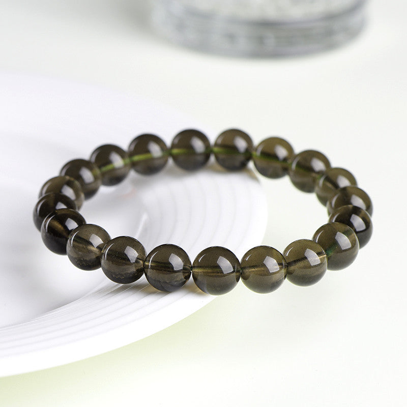 Natural Sirius meteorite round bead bracelet, green bracelet purification and transportation