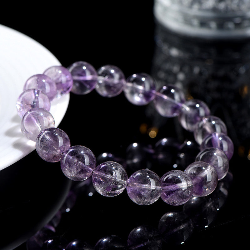 Purple round bead bracelet, ice amethyst bracelet.