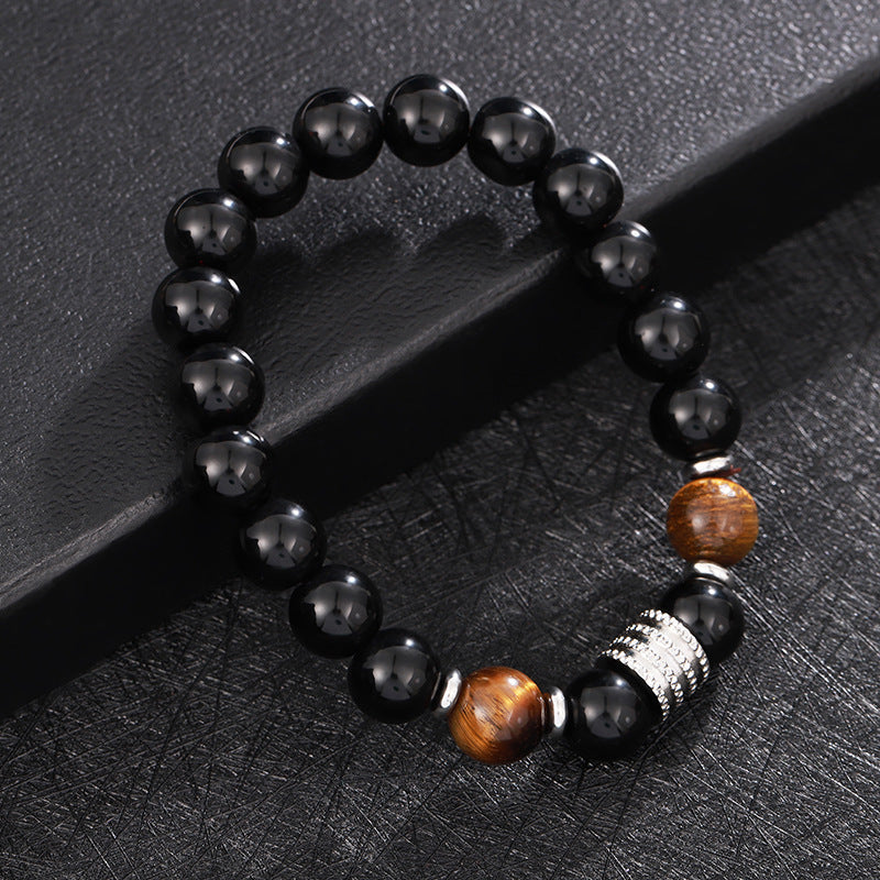 Lucky to ward off evil spirits, tiger's eye stone, obsidian beaded bracelet, men's opal bracelet.