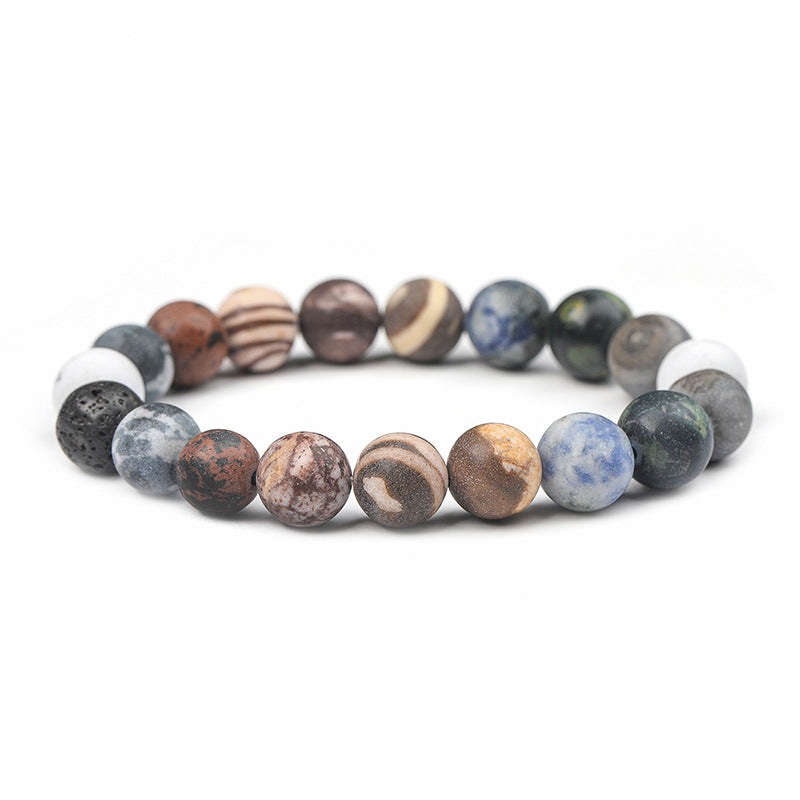 Eight planets universe galaxy matte natural stone handmade beaded bracelet heart world bracelet