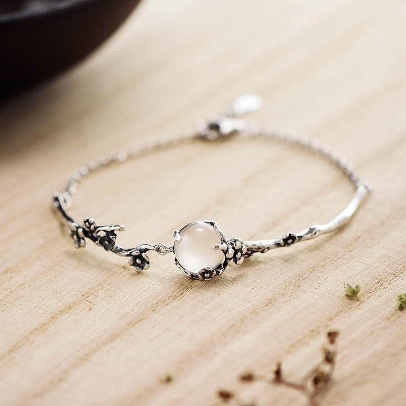 Free Today: Absorb Negative Energy Plum Blossom Chalcedony Positive Energy Bracelet