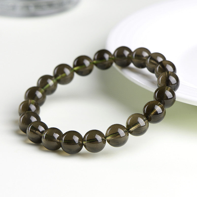 Natural Sirius meteorite round bead bracelet, green bracelet purification and transportation