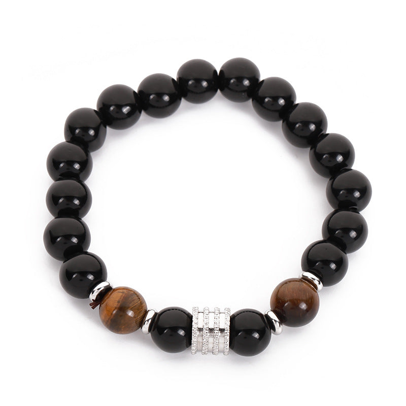 Lucky to ward off evil spirits, tiger's eye stone, obsidian beaded bracelet, men's opal bracelet.