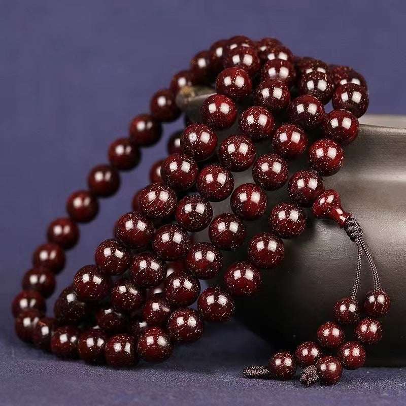 Authentic collection of lobular red sandalwood bracelets for men and women, high-density wooden rotating beads, rosary beads, Buddha beads plate playing sandalwood