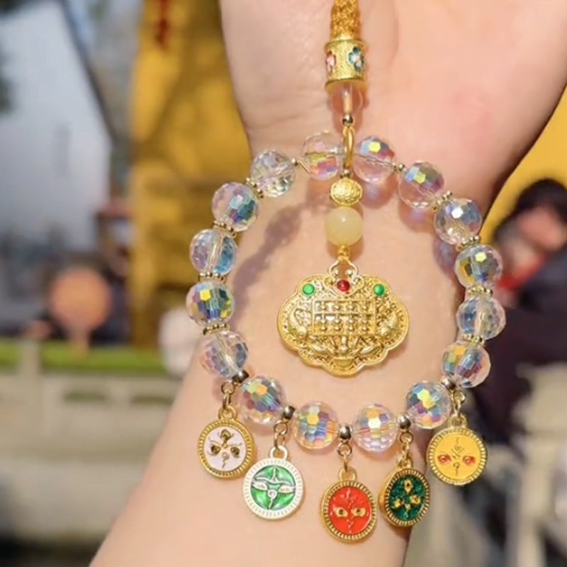 Five-way God of Wealth car hanging multicolored abacus beads car pendant