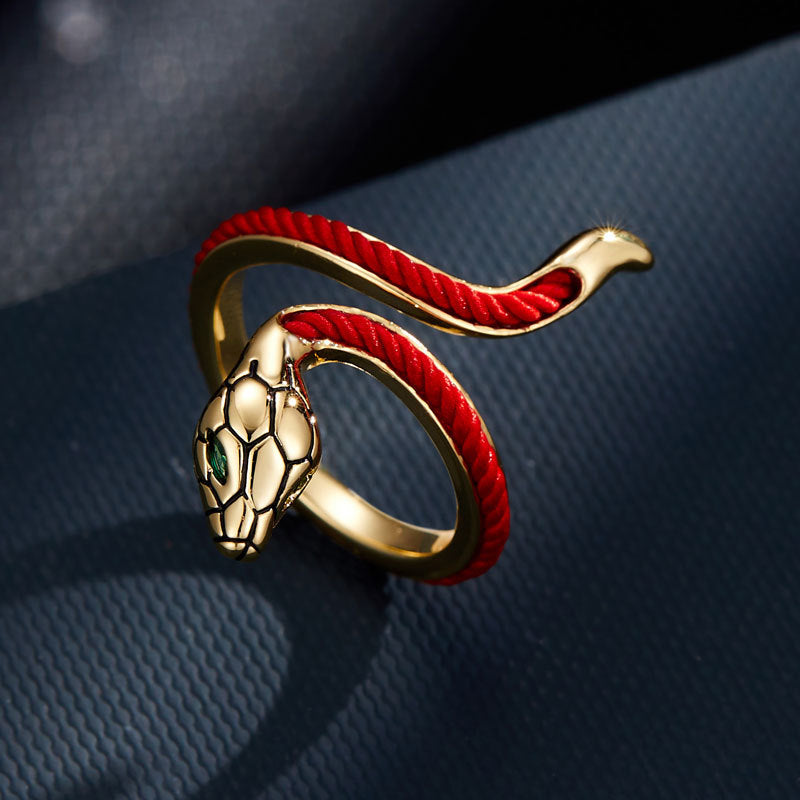 Taoist New Year Celebration Red Rope Zodiac Snake Open Ring Natal Year Transit Index Finger Ring Chinese Ring