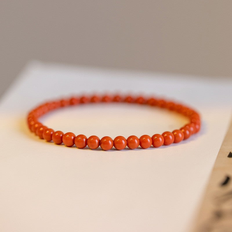 Natural Nanhong agate bracelet, transfer beads, fine persimmon red bracelet.