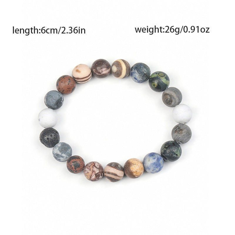 Eight planets universe galaxy matte natural stone handmade beaded bracelet heart world bracelet