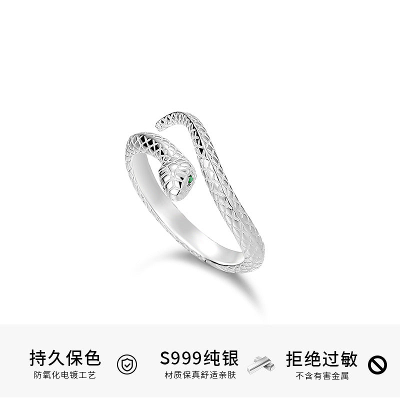 999 silver spirit snake ring