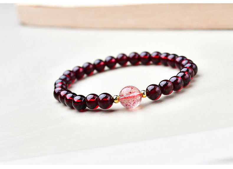 Natural pomegranate transfer bead bracelet strawberry crystal trick peach blossom transfer bracelet