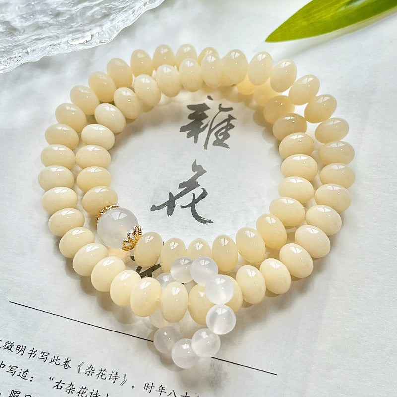 Natural Bodhi Root Double Circle Bracelet Buddha Bead Rosary Bodhi Seed Bracelet