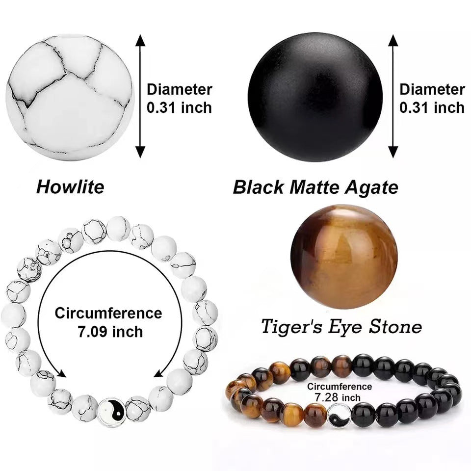 Free Today: Handmade Tai Chi Gossip Turquoise Yin Yang Black and White Bracelet Nourishing Healing Practice