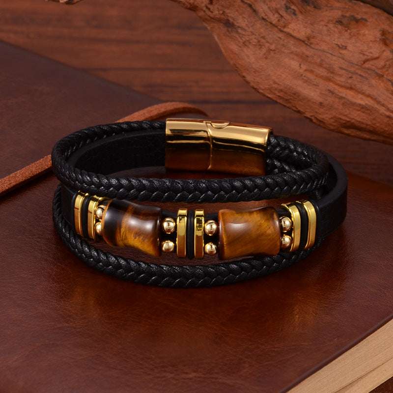 Free Today: Protect Energy Bursts Strength Leather Rope Magnet Bracelet
