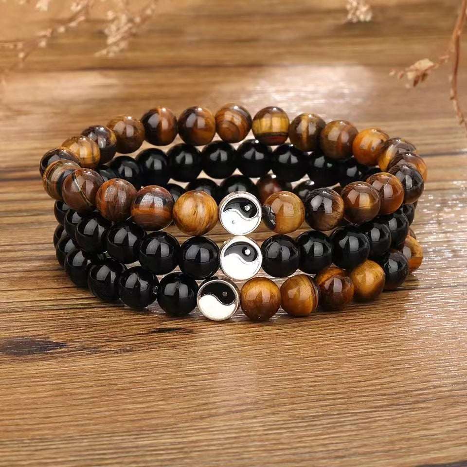 Free Today: Handmade Tai Chi Gossip Turquoise Yin Yang Black and White Bracelet Nourishing Healing Practice
