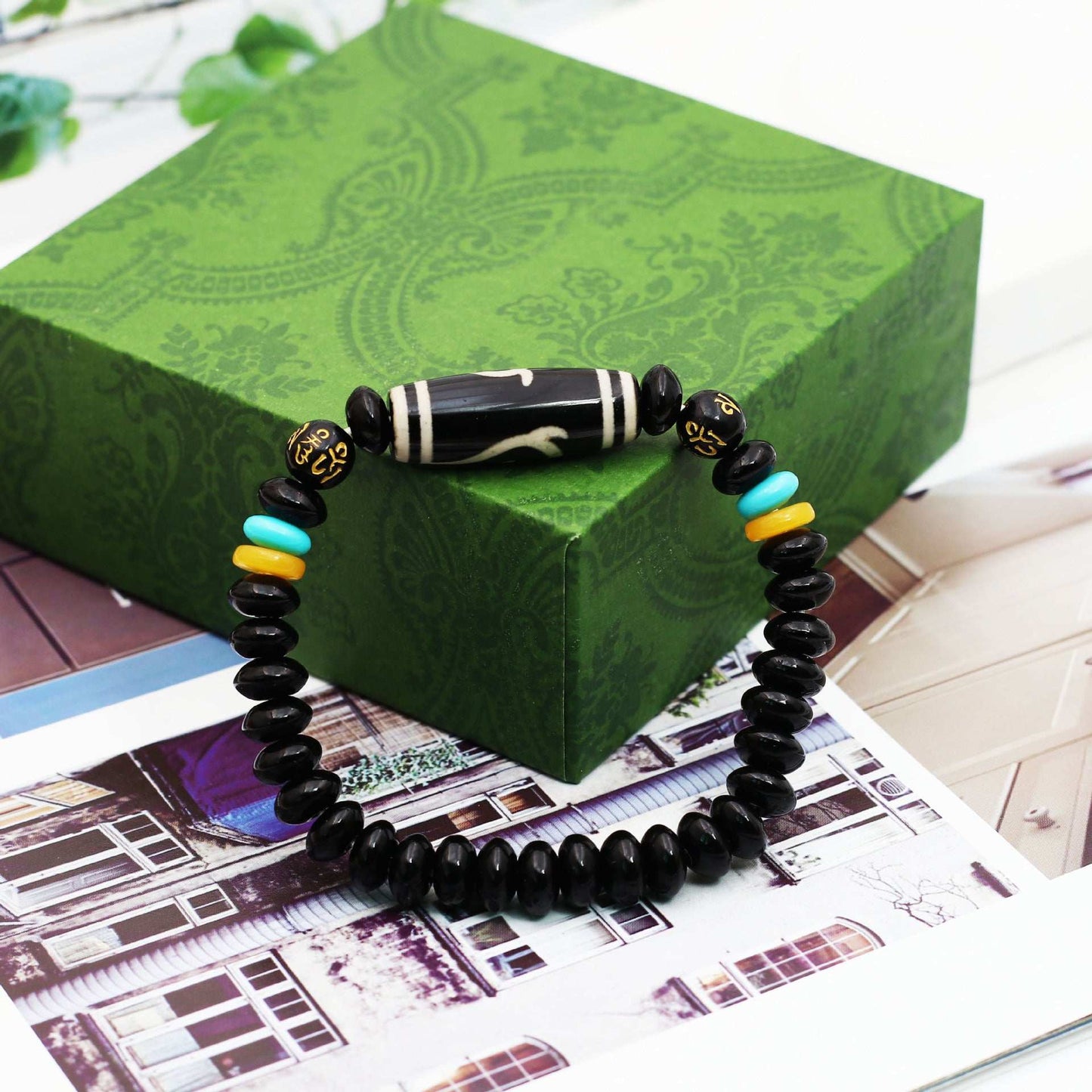 Tibet nine-eye dzi bead bracelet agate dzi bead bracelet abacus bead bead jewelry