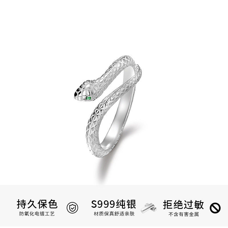 999 silver spirit snake ring