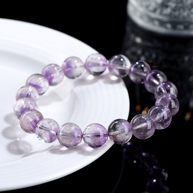 Purple round bead bracelet, ice amethyst bracelet.