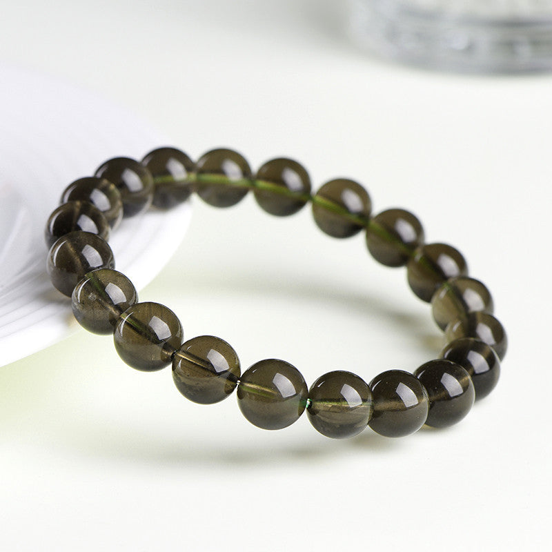 Natural Sirius meteorite round bead bracelet, green bracelet purification and transportation