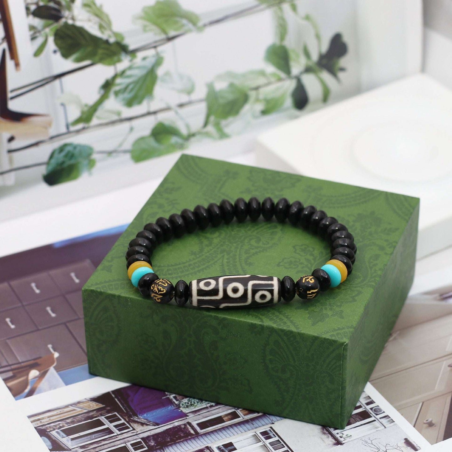 Tibet nine-eye dzi bead bracelet agate dzi bead bracelet abacus bead bead jewelry