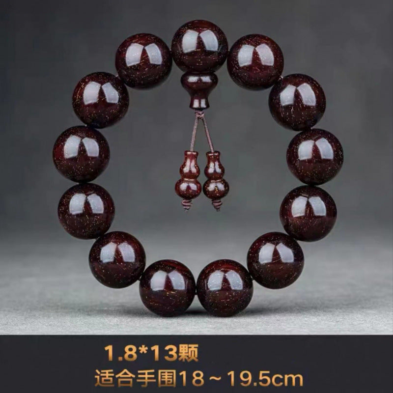 Authentic collection of lobular red sandalwood bracelets for men and women, high-density wooden rotating beads, rosary beads, Buddha beads plate playing sandalwood