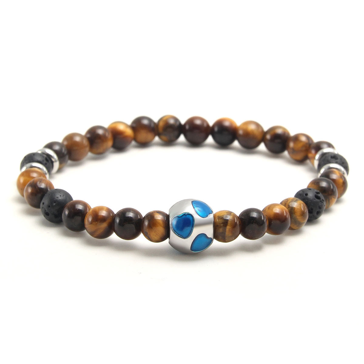 Free Today: 6MM Tiger's Eye Natural Stone Beaded Bracelet with Good Luck Bracelet