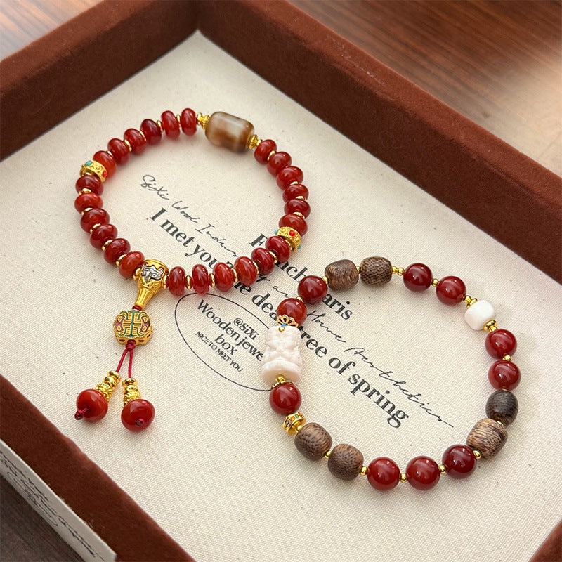 Sandalwood Nanhong agate bracelet jewelry women's models