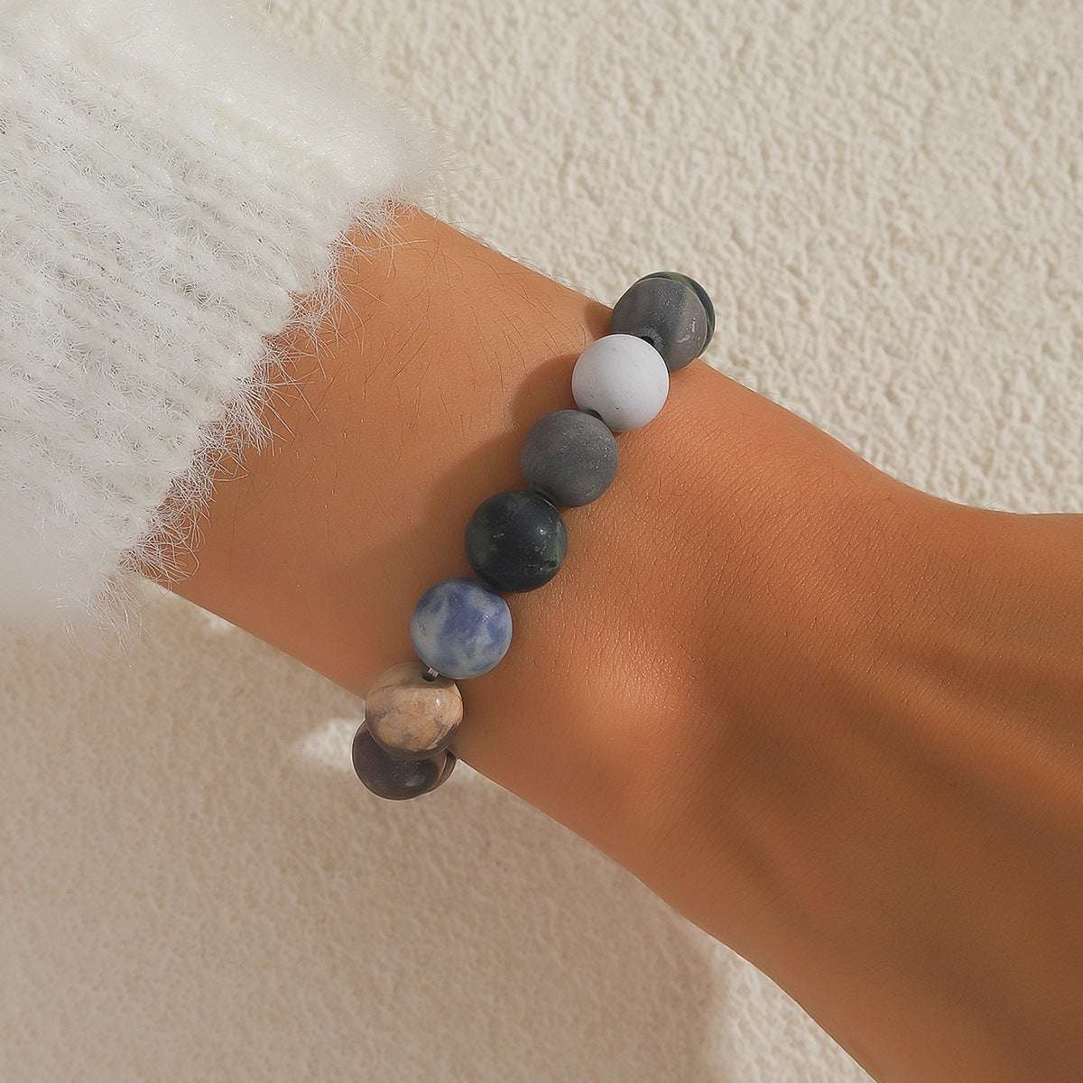 Eight planets universe galaxy matte natural stone handmade beaded bracelet heart world bracelet